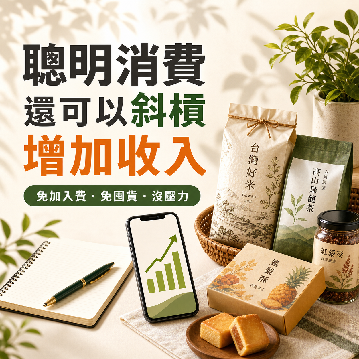 聰明消費，還可以斜槓，增加收入；免加入費、免囤貨、沒壓力